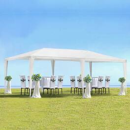 Mondawe - 10x20 FT Outdoor Garden Gazebo Wedding Party Tent Canopy Marquee without Sidewalls - White