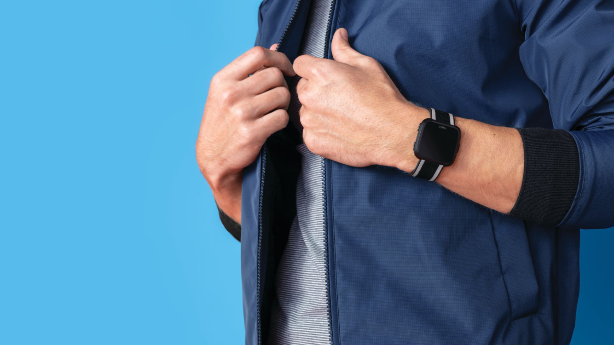 Best Buy: Woven Hybrid Watch Strap for Fitbit Versa Black/Gray FB166WBBKGYL