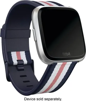 Angle. Fitbit - Woven Hybrid Watch Strap for Fitbit Versa - Pink Navy.