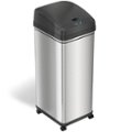 Alt View Zoom 13. iTouchless - 13 Gallon Touchless Sensor Trash Can with Wheels and AbsorbX Odor Control System, Stainless Steel Automatic Kitchen Bin - Black/Silver.