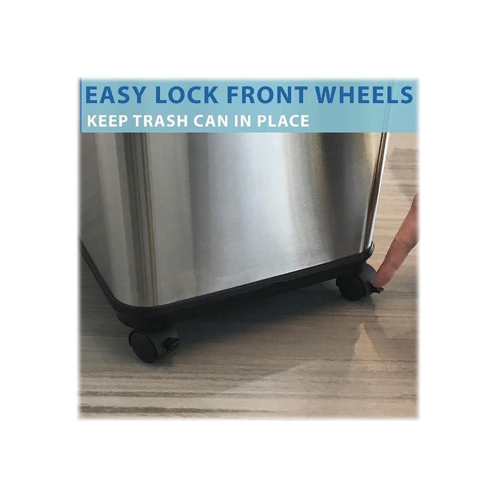 Alt View 11. iTouchless - 13 Gallon Touchless Sensor Trash Can with Wheels and AbsorbX Odor Control System, Stainless Steel Automatic Kitchen Bin - Black/Silver.