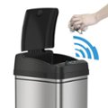 Alt View Zoom 11. iTouchless - 13 Gallon Touchless Sensor Trash Can with Wheels and AbsorbX Odor Control System, Stainless Steel Automatic Kitchen Bin - Black/Silver.