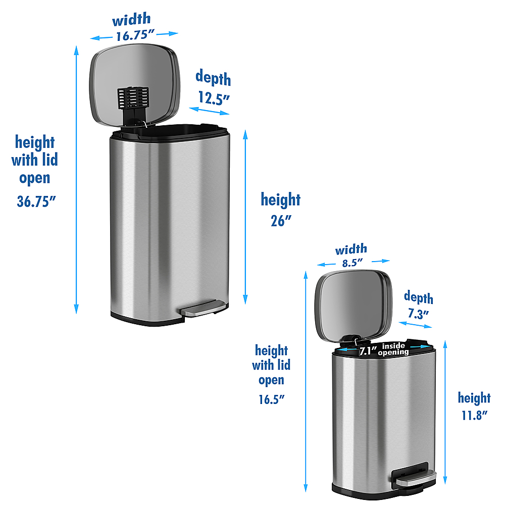 halo Premium 13.2 Gallon Step Pedal Trash Can with AbsorbX Odor Control System & Removable Inner Bucket - Stainless steel