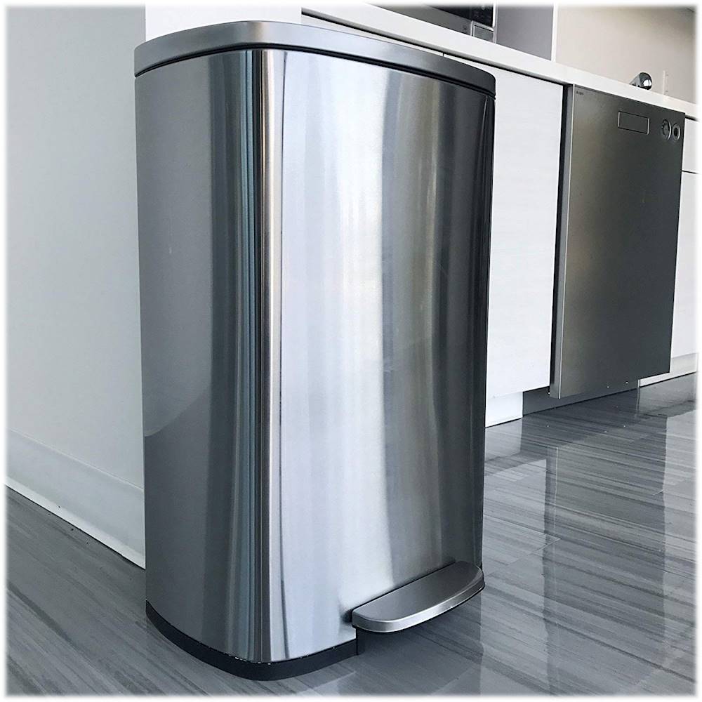 SoftStep 16 Gal. Stainless Steel Step Trash Can and Recycle Bin Combo Unit  with Removable Inner Bins for Kitchen, Office
