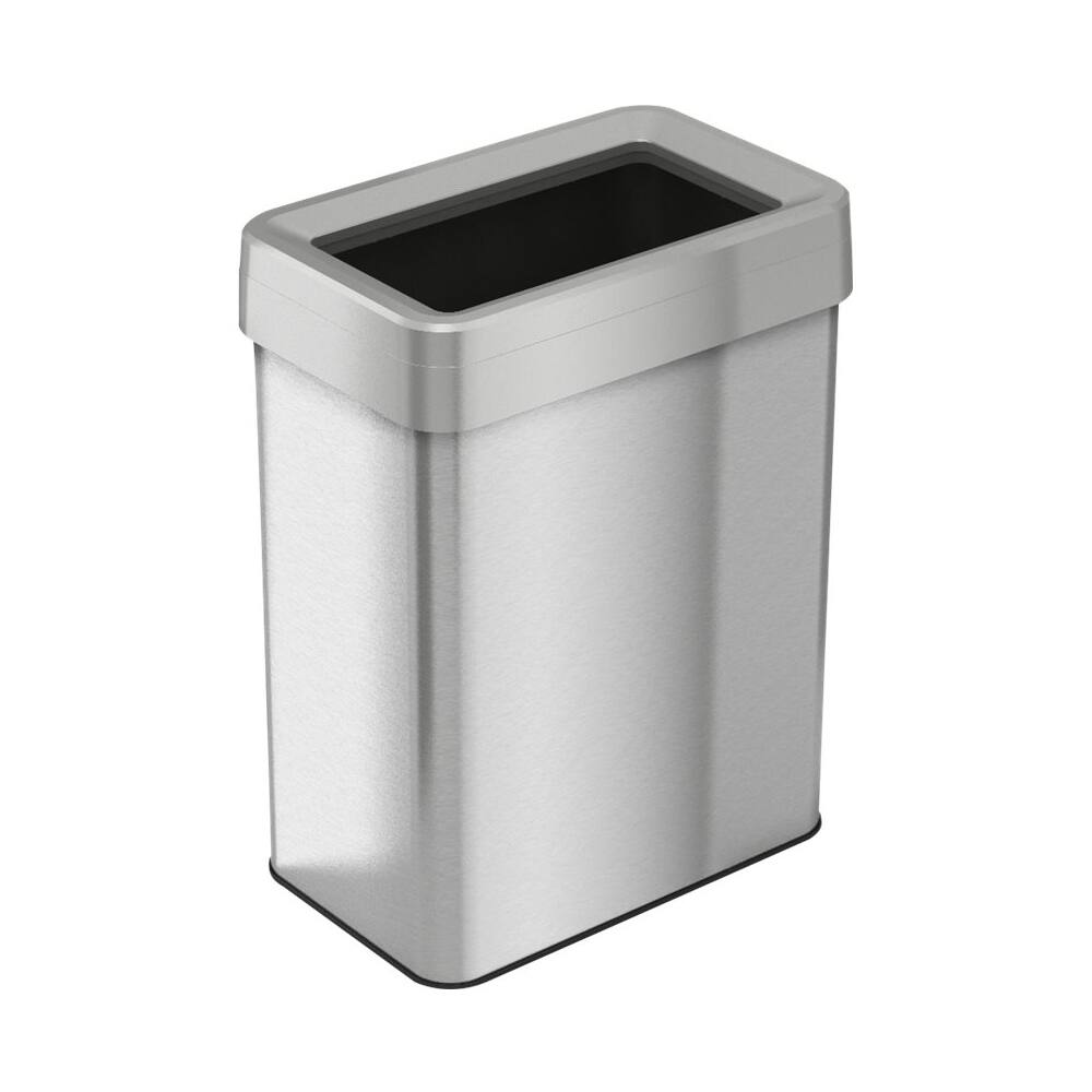 Angle. iTouchless - 18-Gal. Rectangular Trash Can - Silver.