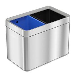 iTouchless - Dual-Compartment 5.3-Gal. Trash Can - Silver