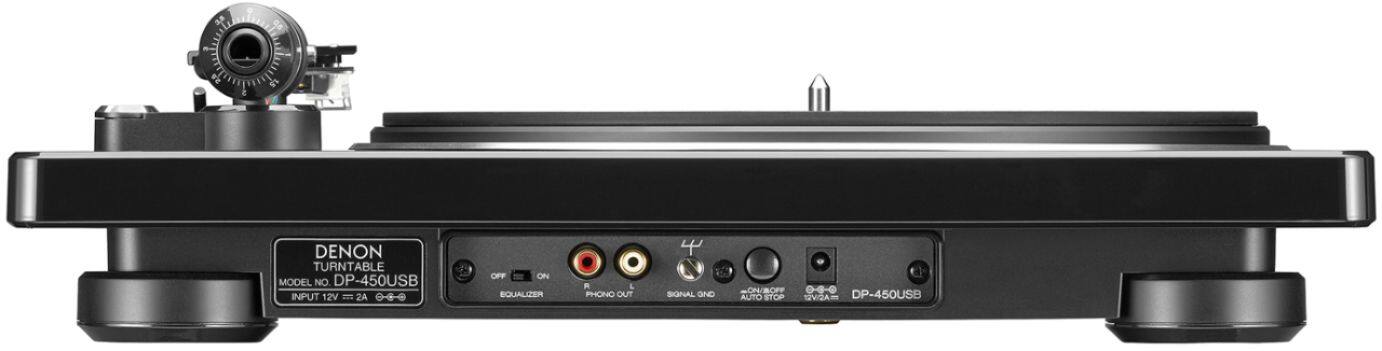 Back. Denon - DP-450USB Semi-Automatic Analog Turntable w Speed Auto Sensor, Supports 33 1/3, 45, 78 RPM (Vintage) Speeds - Black.