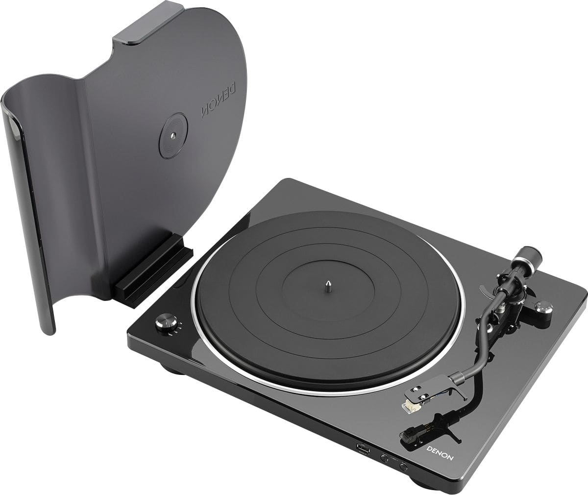 Front. Denon - DP-450USB Semi-Automatic Analog Turntable w Speed Auto Sensor, Supports 33 1/3, 45, 78 RPM (Vintage) Speeds - Black.