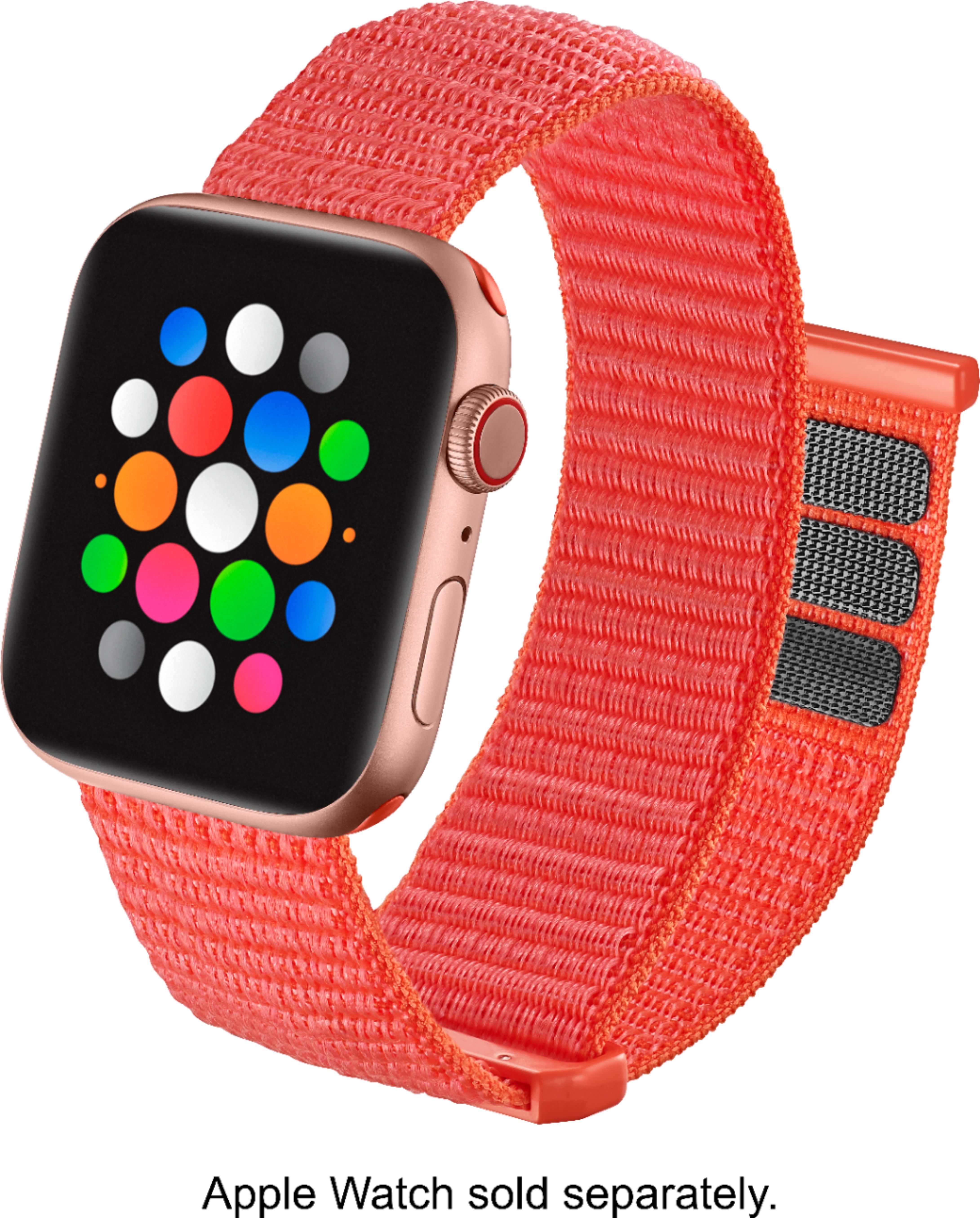 Left View: Modal™ - Active Nylon Watch Band for Apple Watch® 42mm and 44mm - Living Coral