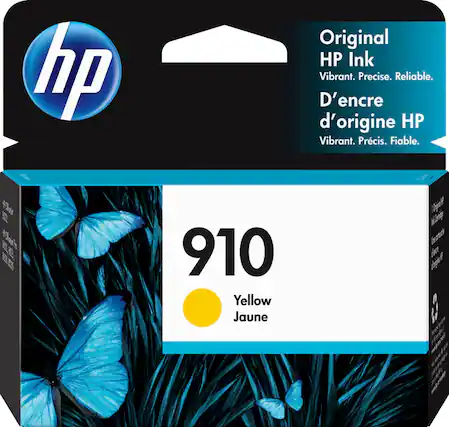 Front. HP - 910 Standard Capacity - Yellow Ink Cartridge.