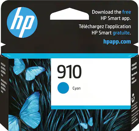 Front. HP - 910 Standard Capacity Ink Cartridge - Cyan.