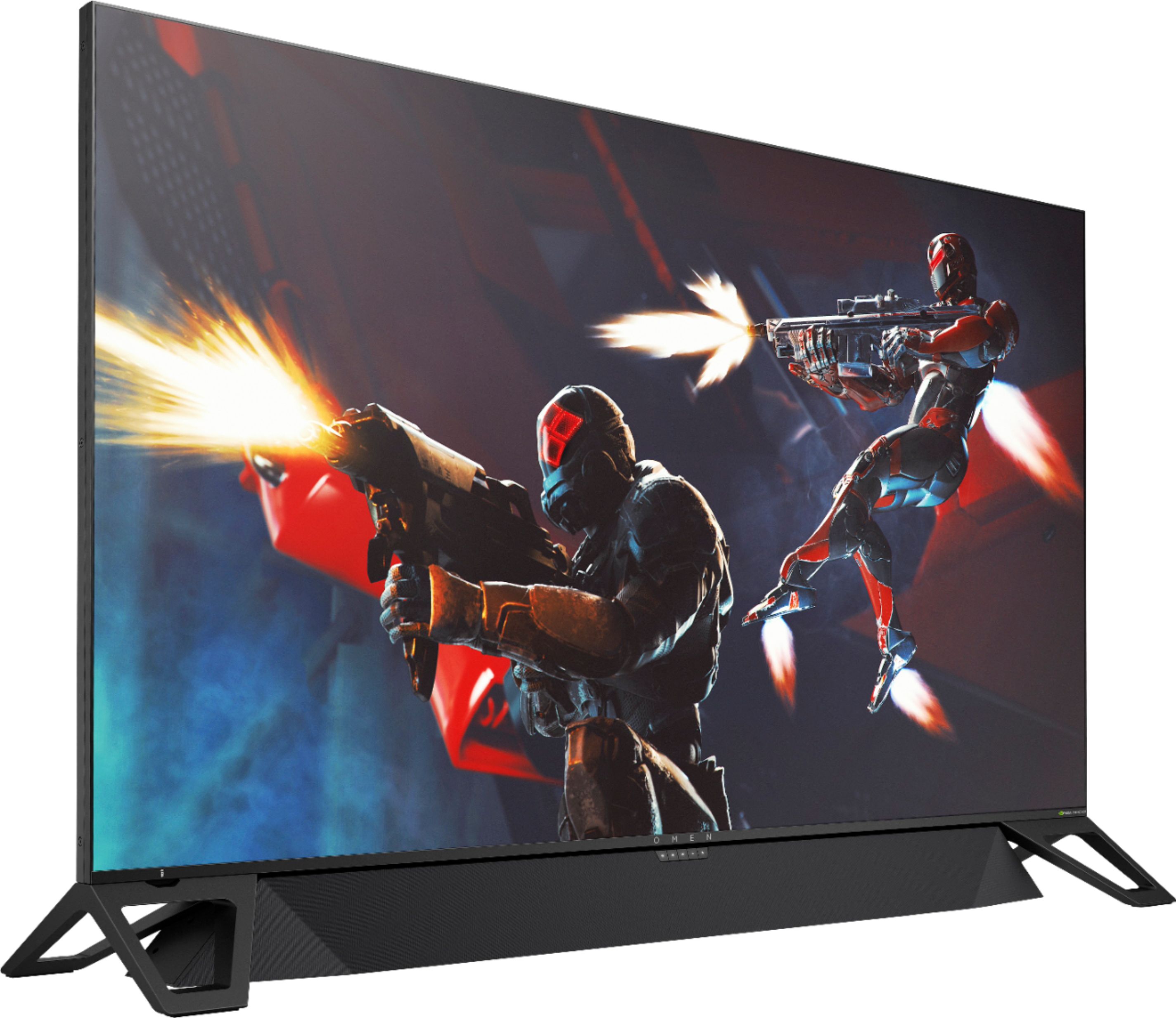 Angle View: HP OMEN - Emperium 65" LED 4K UHD G-SYNC Ultimate Monitor with HDR (DisplayPort, HDMI, USB) - Black/Green