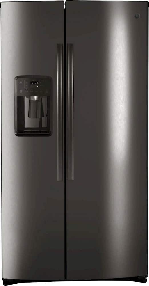 Front. GE - 21.8 Cu. Ft. Side-by-Side Counter-Depth Refrigerator.