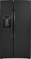 GE - 21.8 Cu. Ft. Side-by-Side Counter-Depth Refrigerator - Black Slate - Front_Zoom