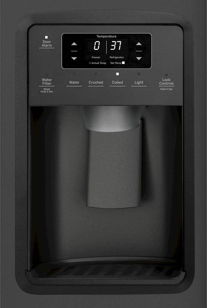 Alt View 4. GE - 21.8 Cu. Ft. Side-by-Side Counter-Depth Refrigerator - Black Slate.