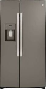 GE - 21.8 Cu. Ft. Side-by-Side Counter-Depth Refrigerator - Slate - Front_Standard