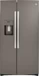 GE - 36 in. Wide 21.8 Cu. Ft. Side-by-Side Counter-Depth Refrigerator with Fresh-Food Multilevel Drawers - Slate