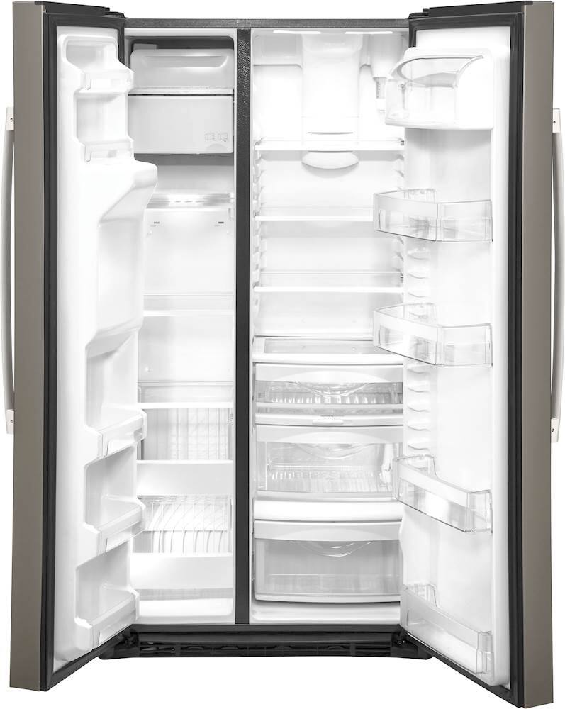 Alt View 2. GE - 21.8 Cu. Ft. Side-by-Side Counter-Depth Refrigerator - Slate.