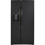 GE - 25.1 Cu. Ft. Side-by-Side Refrigerator - Black Slate - Front_Standard