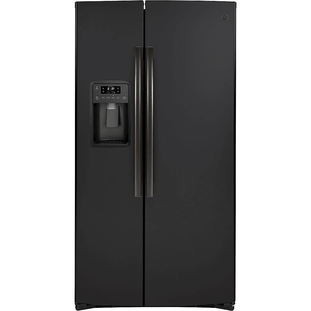 GE - 25.1 Cu. Ft. Side-by-Side Refrigerator - Black slate