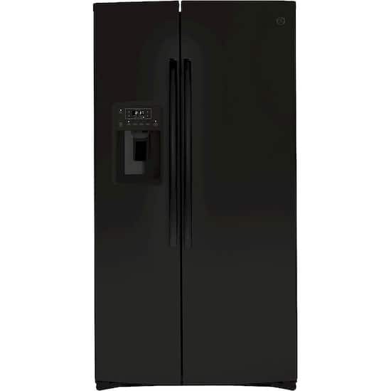 Ge 25 1 Cu Ft Side By Side Refrigerator Black Gss25ignbb Best Buy