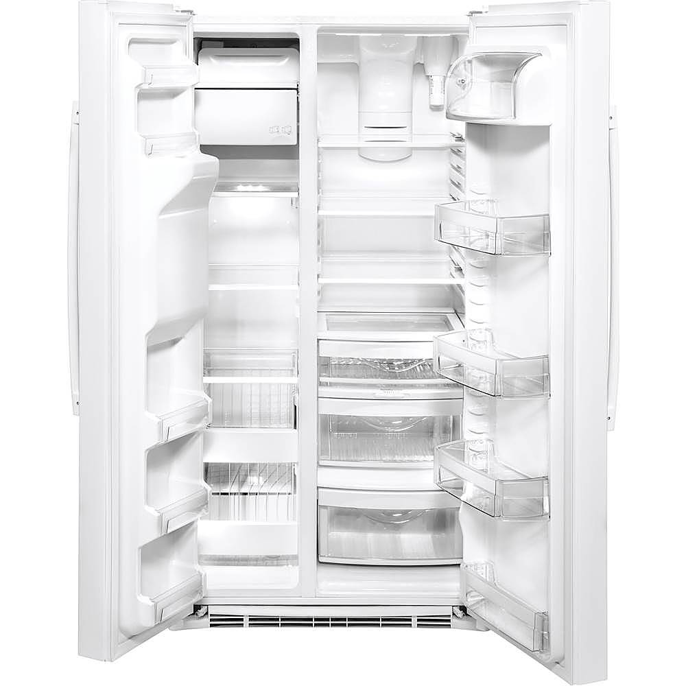 Alt View 2. GE - 25.1 Cu. Ft. Side-by-Side Refrigerator - White.