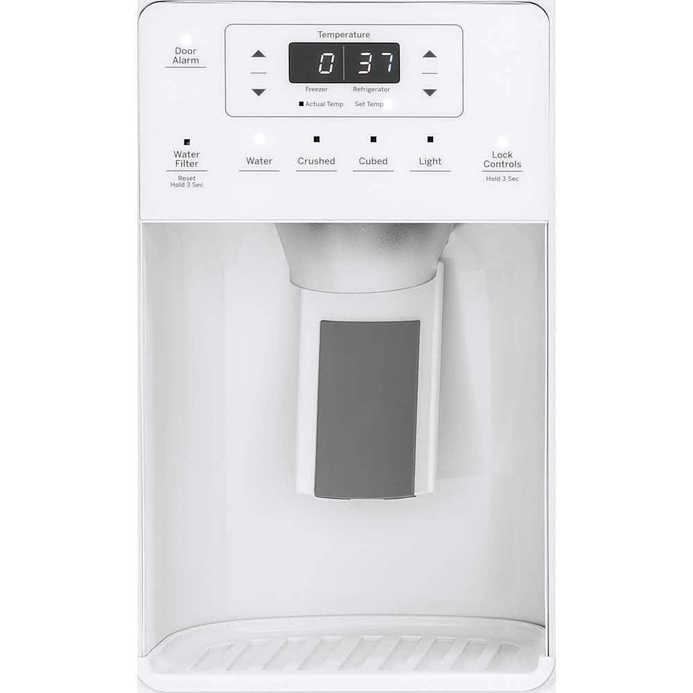 Alt View 4. GE - 25.1 Cu. Ft. Side-by-Side Refrigerator - White.