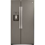 GE - 25.1 Cu. Ft. Side-by-Side Refrigerator - Slate - Front_Standard