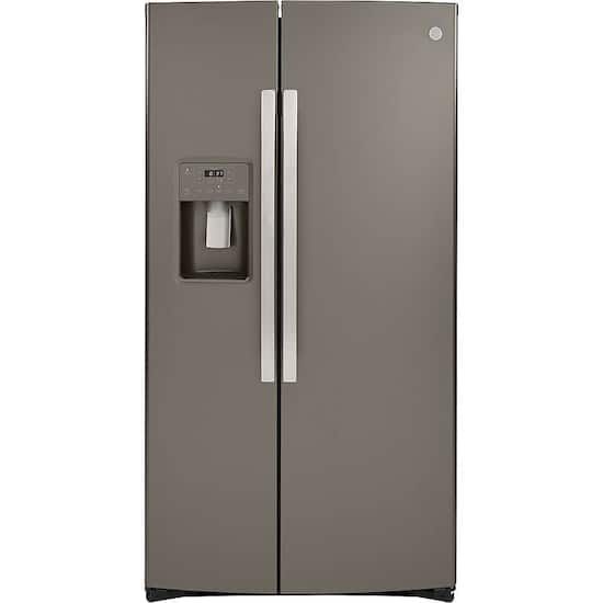 Ge 25 1 Cu Ft Side By Side Refrigerator Slate Gss25imnes Best Buy