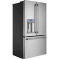 Angle. Café - 22.2 Cu. Ft. French Door Counter-Depth Refrigerator with Hot Water Dispenser, Customizable - Stainless Steel.