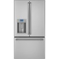 Front. Café - 22.2 Cu. Ft. French Door Counter-Depth Refrigerator with Hot Water Dispenser, Customizable - Stainless Steel.