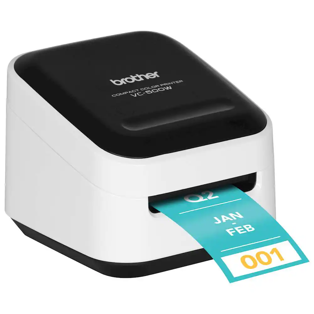 Angle. Brother - VC-500W Wireless Label Printer - White.