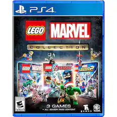 PS4 LEGO MARVEL COLLECTION MARVEL I MARVEL LEGO MARVEL AVENGERS LEGO HEROES SUPER HEROES 2 SUPER HEROES EVERYONE 10+ D 10+ ESRB 3 GAMES INCLUDED + ALL SEASON PASS CONTENT.