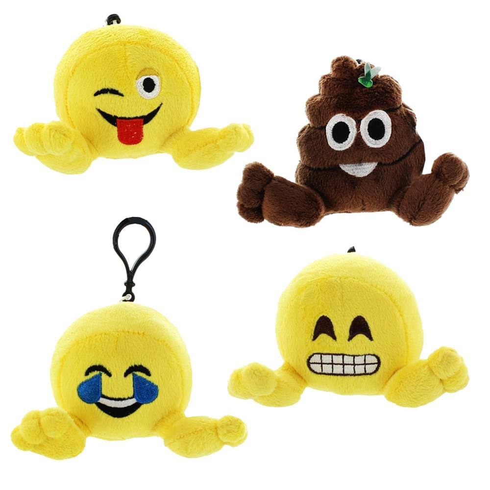 Front. Toynk - Plushi Palz 4" Emoji Set: Grinning, Pile of Poo, Tears of Joy, & Winky Tongue.