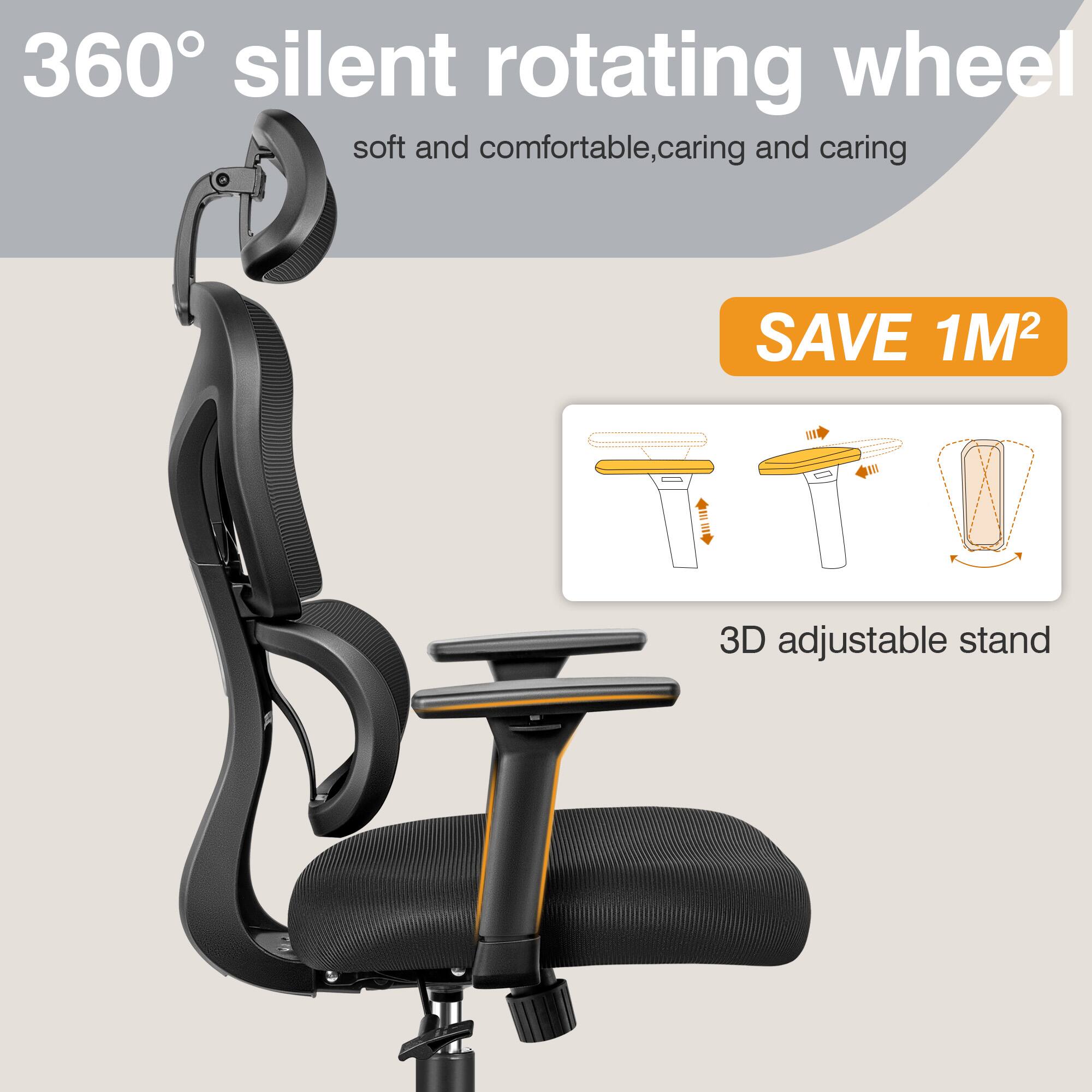360° silent rotating wheel  
soft and comfortable, caring and caring  

SAVE 1M²  

3D adjustable stand