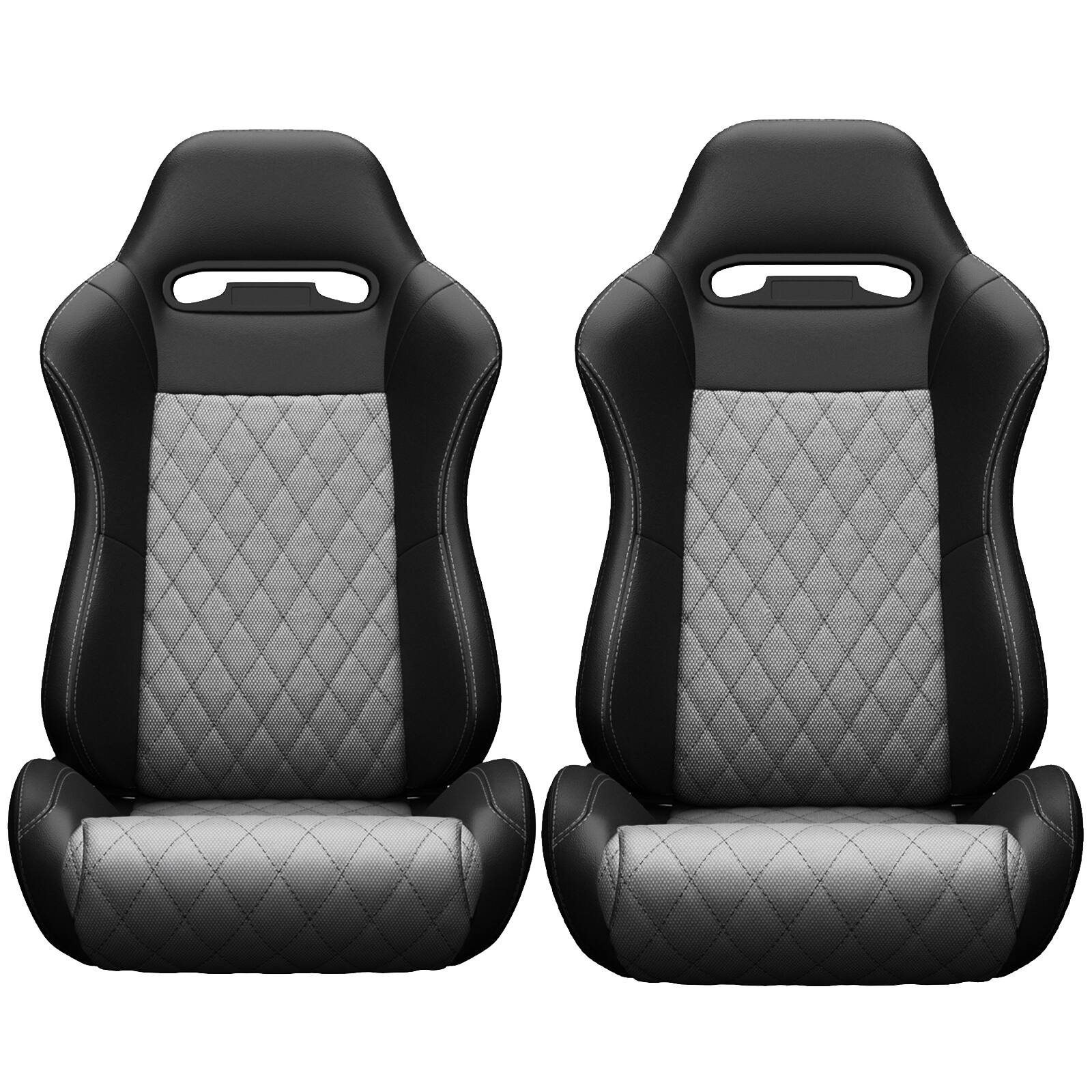 Back. LOVMOR - 2-Piece Universal Bucket Racing Seat Set with Dual Lock Sliders, 90 to 180 Recline, Brackets Not Included - Black+ Gray.