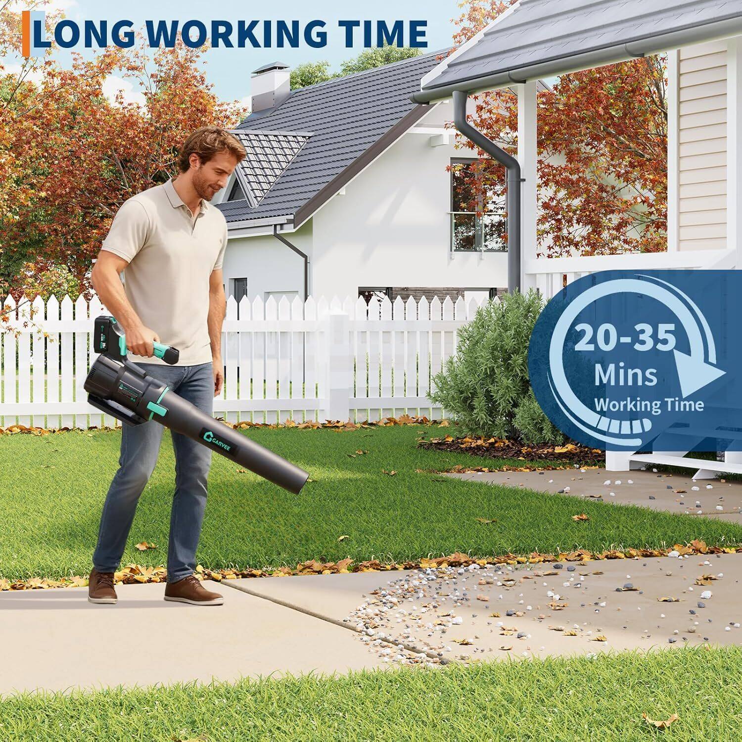 Left. Acekool - 2 Speed 650CFM 200MPH Cordless 20V Electric Leaf Blower for Lawn Care, Blowing Leaves, Patio, Dust, Blue - Blue.