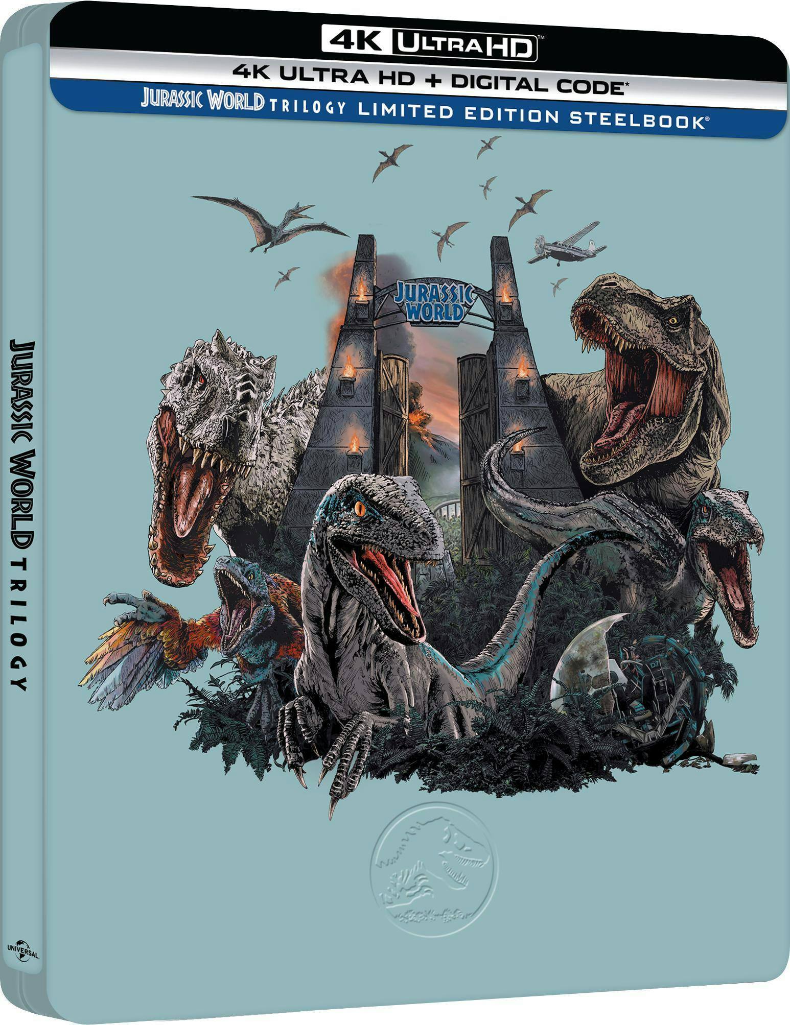 Back. Jurassic World Trilogy (Steelbook)   - 4K Blu-Ray.