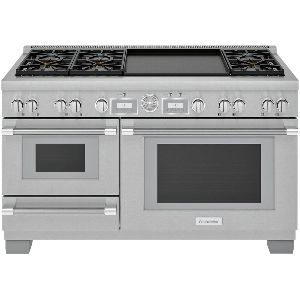 Front. Thermador - ProGrand 7.3 Cu. Ft. Freestanding Double Oven Dual Fuel LP Convection Range with Pro Steam - Stainless Steel.