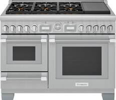 Thermador - Pro Grand 6.5 Cu. Ft. Freestanding Double Oven Dual Fuel Convection Range with Self-Cleaning and Pro Steam - Front_Zoom
