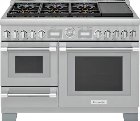 Front. Thermador - ProGrand 6.5 Cu. Ft. Freestanding Double Oven Dual Fuel LP Convection Range with Pro Steam - Stainless Steel.