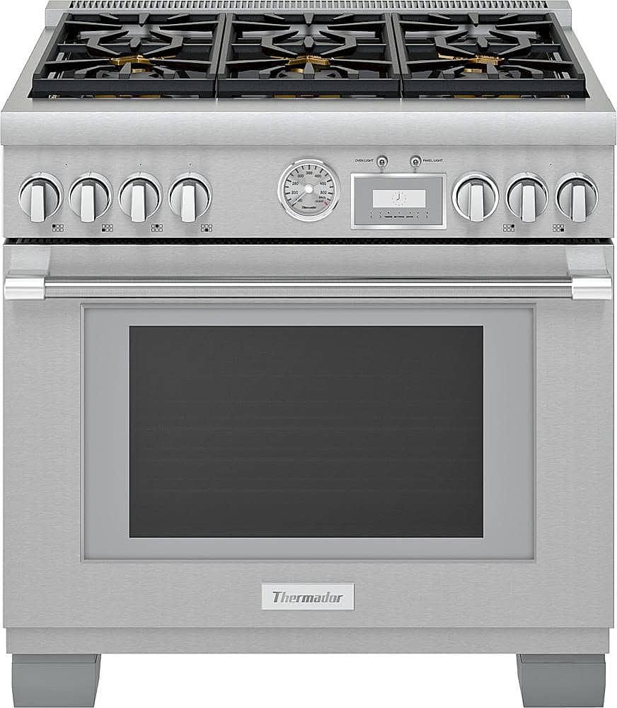 Thermador - ProGrand 5.7 Cu. Ft. Freestanding Gas Convection Range with Self-Cleaning and 6 Burners - Stainless Steel - Front_Zoom