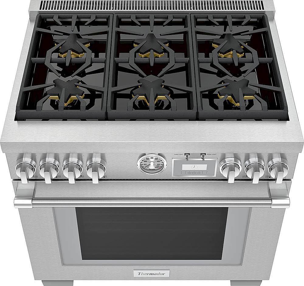 Alt View 2. Thermador - ProGrand 5.7 Cu. Ft.  Freestanding Gas Convection Range with Self-Cleaning and 6 Burners - Stainless steel.