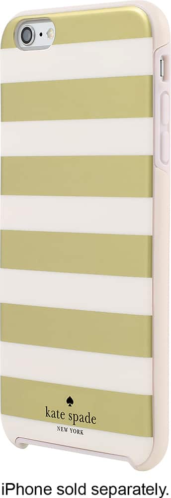 Front. kate spade new york - Hybrid Hard Shell Case for Apple® iPhone® 6 Plus and 6s Plus - Candy Stripe Gold/Cream.
