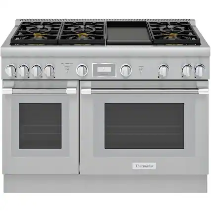 Front. Thermador - Pro Harmony 6.8 Cu. Ft. Freestanding Double Oven Dual Fuel Convection Range with Wifi - Stainless Steel.
