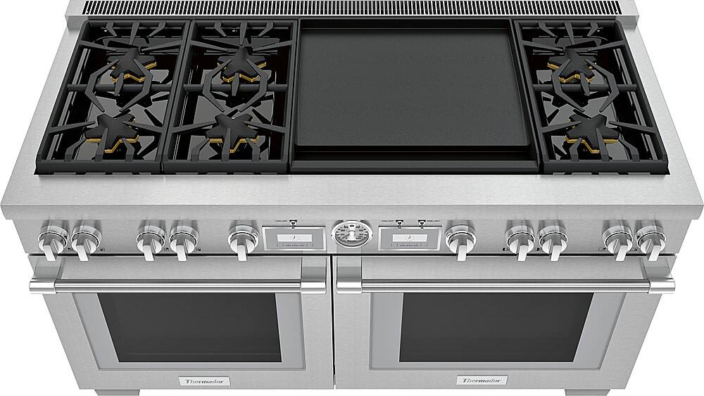 Alt View 2. Thermador - ProGrand 10.6 Cu. Ft. Freestanding Double Oven Dual Fuel LP Convection Range with Self-Cleaning - Stainless Steel.