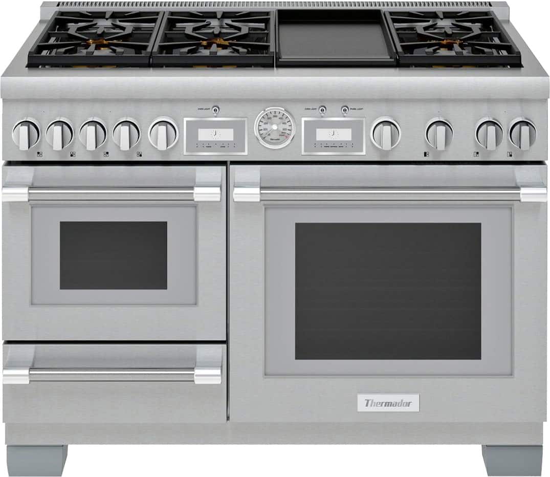 Front. Thermador - ProGrand 5.5 Cu. Ft. Freestanding Double Oven Dual Fuel Convection Range with Wifi - Stainless Steel.