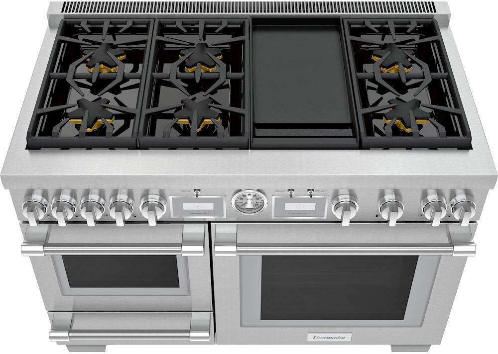 Alt View 2. Thermador - ProGrand 5.5 Cu. Ft. Freestanding Double Oven Dual Fuel Convection Range with Wifi - Stainless Steel.