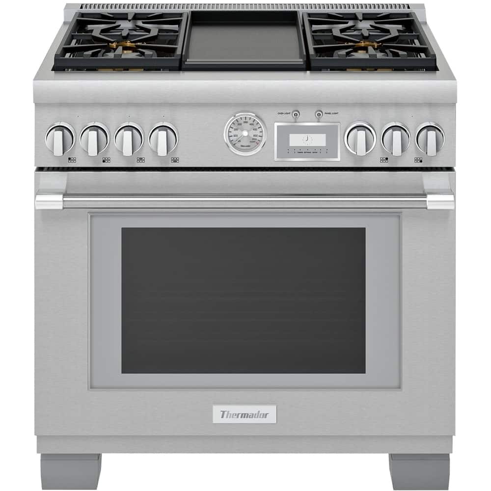 Thermador - 5.7 Cu. Ft. Self-Cleaning Freestanding Dual Fuel Convection Range - Front_Zoom