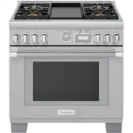 Thermador - ProGrand 5.7 Cu. Ft. Freestanding Dual Fuel LP Convection Range with Self-Cleaning - Stainless Steel